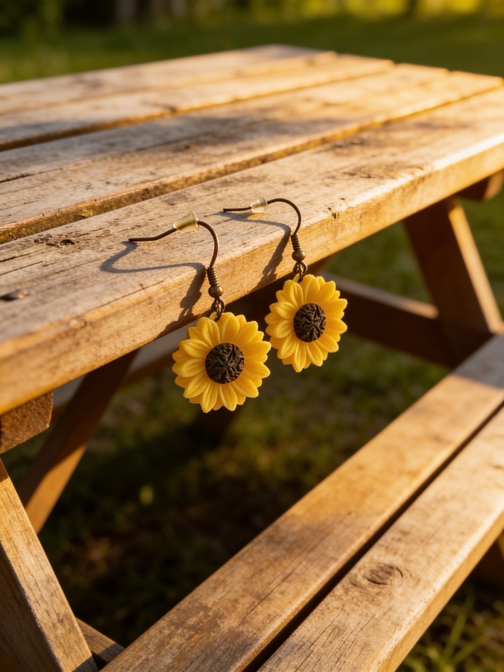 Sunflower Drop Earrings - Yellow Floral Hook Earrings